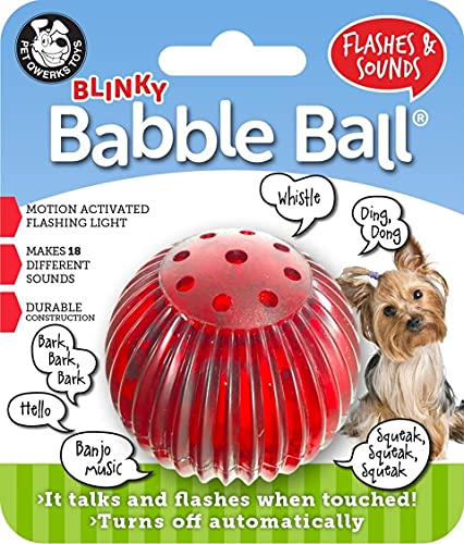 Pet Qwerks Blinky Babble Ball - Flashing Interactive Chew Dog Toy - Small