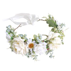 dreamlily maternity woodland photo shoot peony flower crown hair wreath wedding headband bc44 (style 16 daisy white)