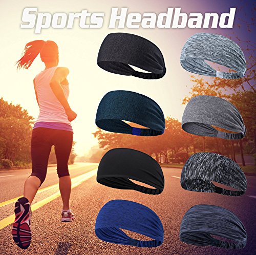 DASUTA 8 PCS Women's Workout Headbands Non Slip Yoga Sport Sweatbands Fitness Hairbands for Travel Athletic Elastic Moisture Wicking