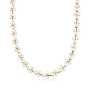 ross-simons 5-7.5mm cultured pearl trio vine necklace in 18kt gold over sterling. 20 inches