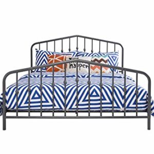 Novogratz Bushwick Metal Bed with Headboard and Footboard | Modern Design | Full Size - Grey