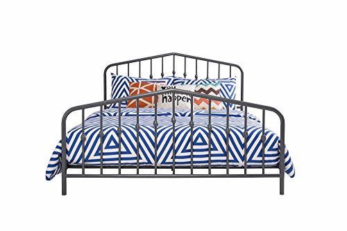 Novogratz Bushwick Metal Bed with Headboard and Footboard | Modern Design | Full Size - Grey