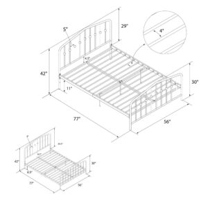 Novogratz Bushwick Metal Bed with Headboard and Footboard | Modern Design | Full Size - Grey