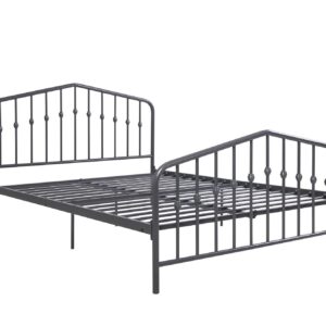 Novogratz Bushwick Metal Bed with Headboard and Footboard | Modern Design | Full Size - Grey