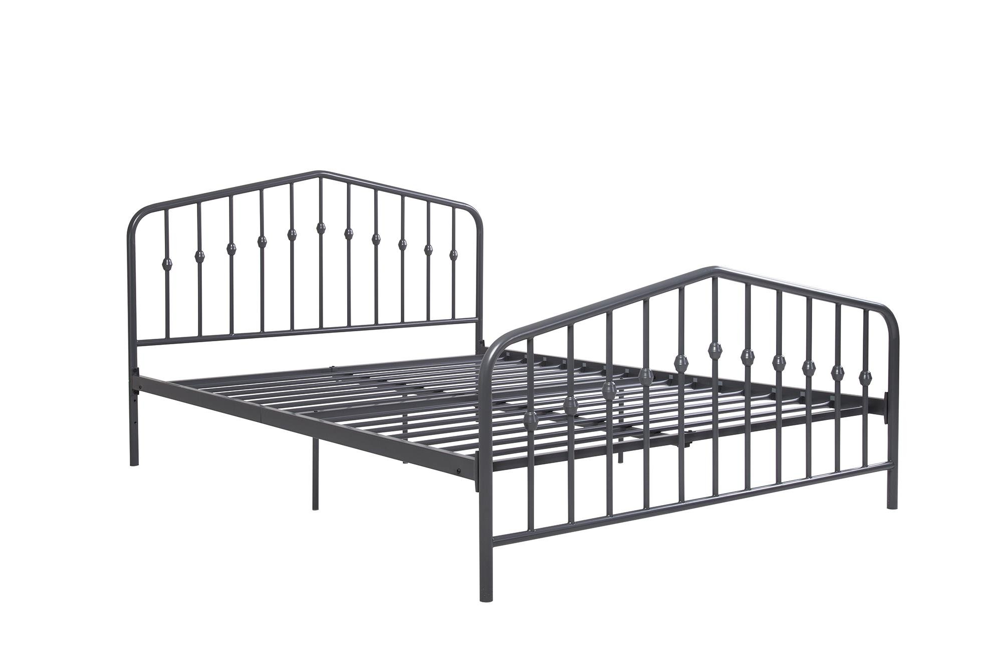 Novogratz Bushwick Metal Bed with Headboard and Footboard | Modern Design | Full Size - Grey