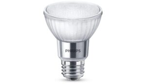 philips led classic glass dimmable par20 40-degree spot light bulb with warm glow effect: 500-lumen, 2200-3000-kelvin, 7-watt (50-watt equivalent), e26 base, bright white, 2-pack