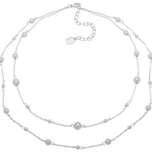 Chaps Women's Double Strand Bead Necklace, Silver