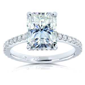 kobelli radiant-cut moissanite engagement ring 3 1/10 ctw 14k white gold, 7