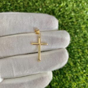 14K Yellow Gold Classic Cross Pendant - 22 x 17 MM Jesus Engraved Pendant Polished Finish - 14K Gold Stamped Religious Pendant - Great Choice for Women and Men