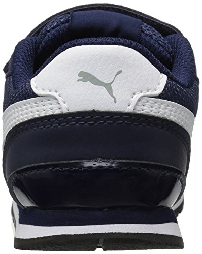 PUMA Unisex-Baby Carson 2 Metallic Mesh Hook and Loop Sneaker, Peacoat/White , 7C US Toddler