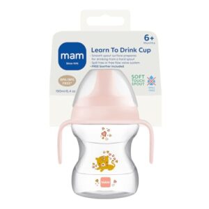 MAM Learn to Drink Cup and Soother, 6 Months, 190 ml (Pink)