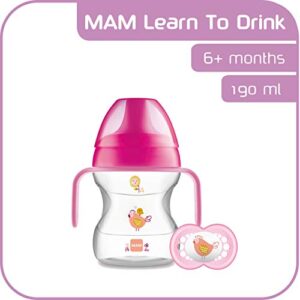 MAM Learn to Drink Cup and Soother, 6 Months, 190 ml (Pink)