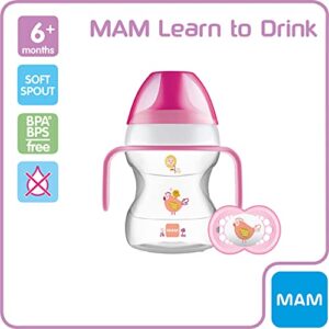 MAM Learn to Drink Cup and Soother, 6 Months, 190 ml (Pink)