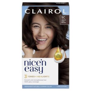 clairol nice'n easy permanent hair dye, 5c medium cool brown hair color, pack of 1