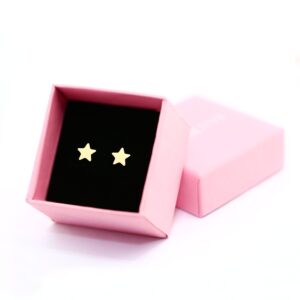 ELBLUVF Stainless Steel Women Crescent Moon and Star Lucky Stud Earrings Choose Colors (Gold star + star)