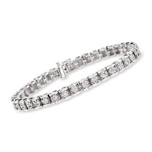 ross-simons 2.00 ct. t.w. diamond cluster tennis bracelet in sterling silver. 7 inches