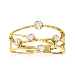 Ross-Simons 0.25 ct. t.w. Bezel-Set Diamond Crisscross Ring in 14kt Yellow Gold. Size 7