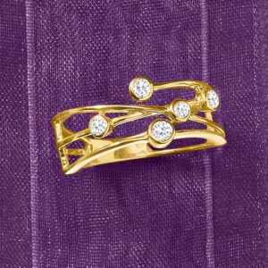 Ross-Simons 0.25 ct. t.w. Bezel-Set Diamond Crisscross Ring in 14kt Yellow Gold. Size 7