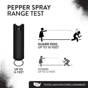 GUARD DOG SECURITY Quick Action Pepper Spray, Maximum Strength, 16-ft Range, Belt Clip For Easy Carry & Fast Access, keychain ready, Made in USA