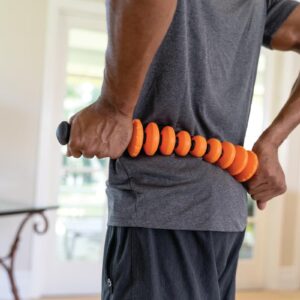 TRIGGERPOINT STK, Contour Massage Cane Stick, Handheld Foam Roller Deep Tissue Muscle Massage, Grey and Orange, 19.5 Inch/50 cm