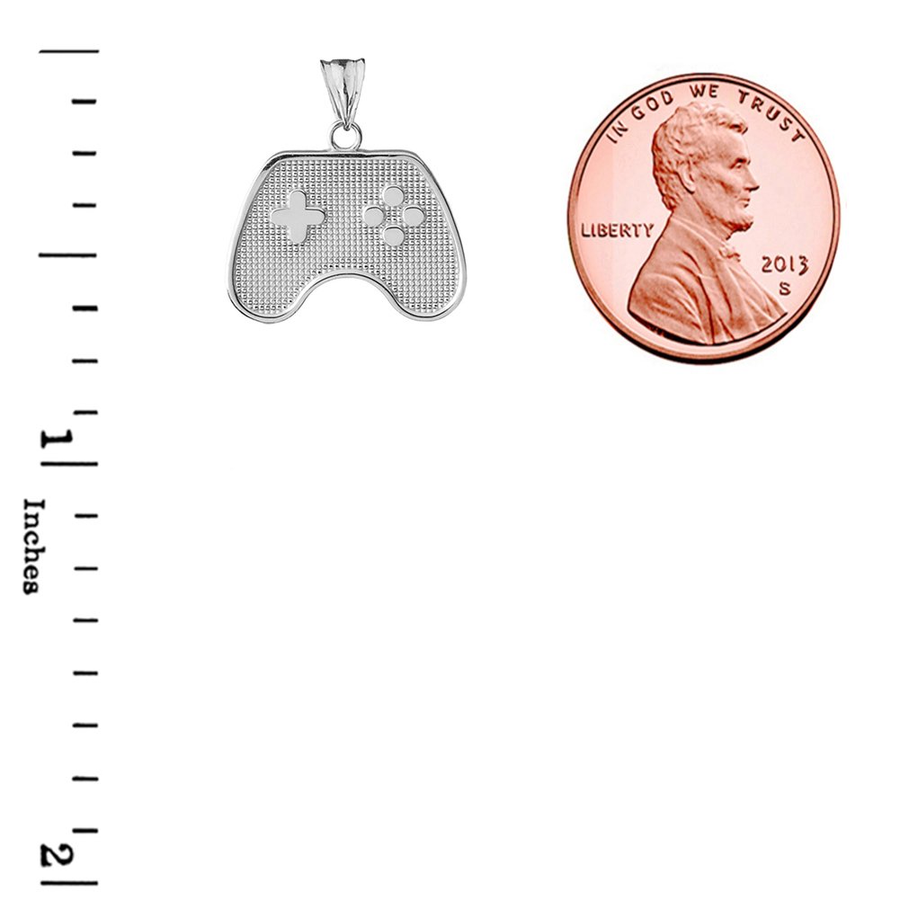 Fine 10k White Gold Video Game Controller Charm Pendant