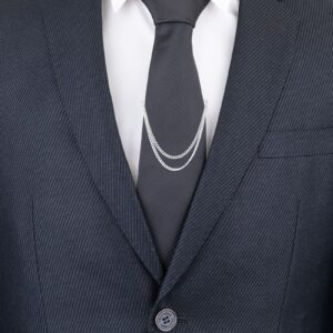 Danny shi Men's Silver Golden Tie Chain Set, Gift Boxed (Silver Golden)