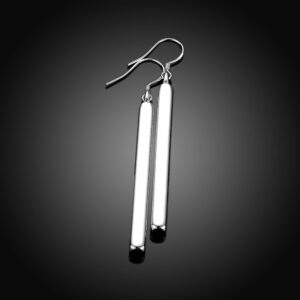 NewZenro Minimalist 925 Sterling Silver Plated Long Bar Dangle Drop Earrings for Women Elegant Hook Dangling Hypoallergenic Fashion Simple Geometric Jewelry for Birthday Bff Mom