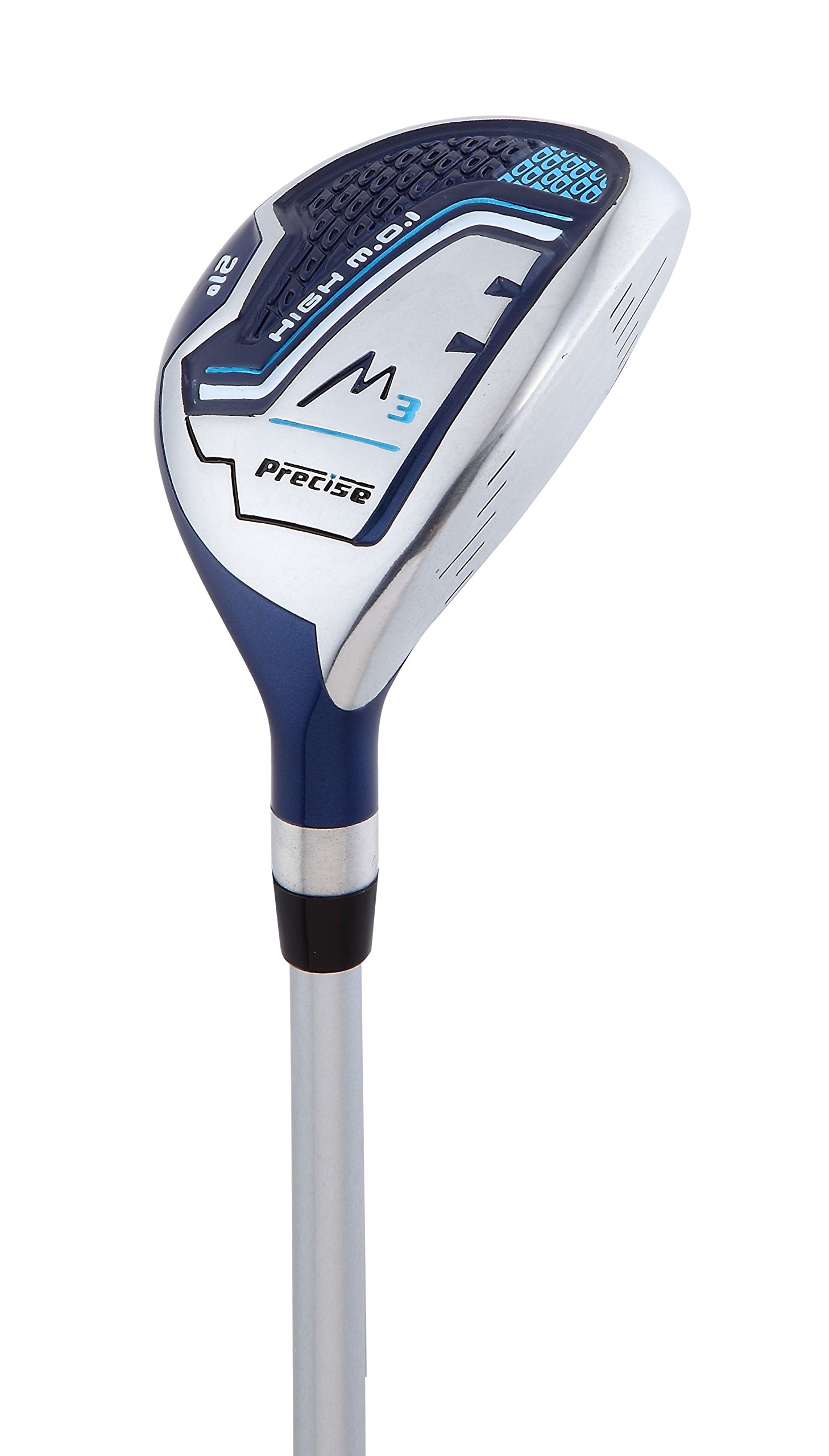 Precise M3 Petite Women's Right Handed Golf Club Set includes 12* Driver, 3 Wood, 21* Hybrid, 7-9 Cavity Back Irons, Pitching Wedge, Putter, Deluxe Stand Bag & 3 Headcovers, Stylish Lite Blue