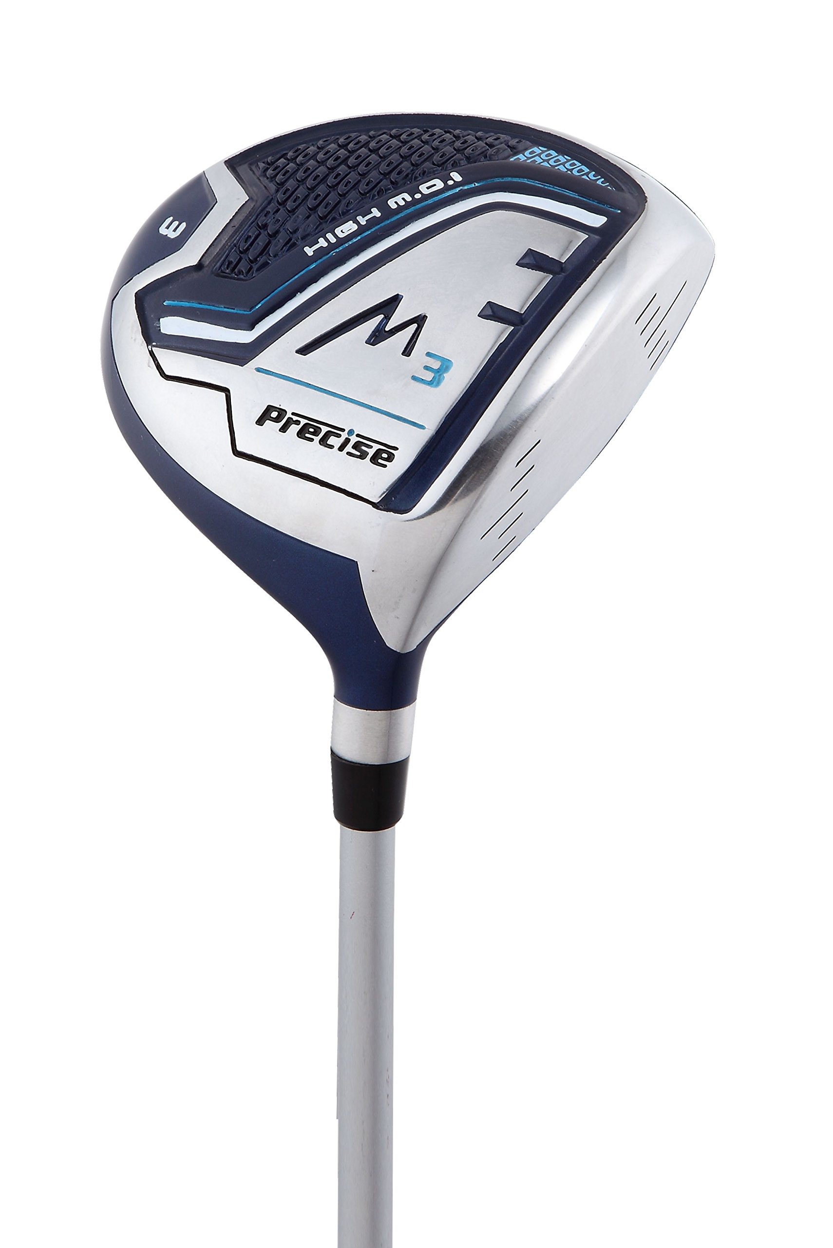 Precise M3 Petite Women's Right Handed Golf Club Set includes 12* Driver, 3 Wood, 21* Hybrid, 7-9 Cavity Back Irons, Pitching Wedge, Putter, Deluxe Stand Bag & 3 Headcovers, Stylish Lite Blue