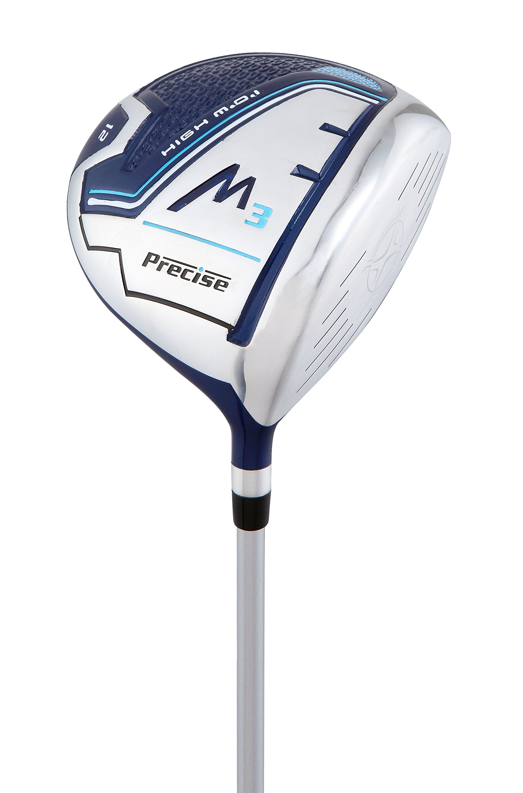 Precise M3 Petite Women's Right Handed Golf Club Set includes 12* Driver, 3 Wood, 21* Hybrid, 7-9 Cavity Back Irons, Pitching Wedge, Putter, Deluxe Stand Bag & 3 Headcovers, Stylish Lite Blue