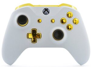 "white/gold" un-modded custom controller compatible with xbox one s/x unique design (with 3.5 jack)