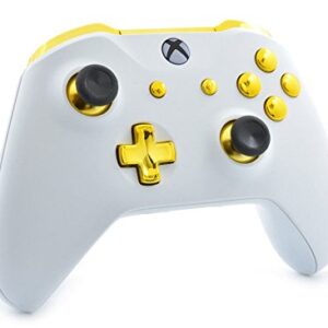 "White/Gold" UN-MODDED Custom Controller compatible with Xbox One S/X Unique Design (with 3.5 jack)