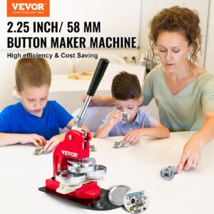 VEVOR Button Maker Machine 2.25in 58mm Button Badge Maker Punch Press Machine with 500 Pcs Circle Button Parts and Circle Cutter (58MM 500P)