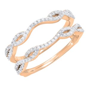 dazzlingrock collection 0.35 carat (ctw) round white diamond double enhancer wedding ring in 10k rose gold size 6