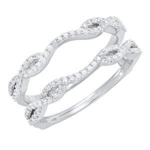 Dazzlingrock Collection 0.35 Carat (ctw) Round White Diamond Double Enhancer Wedding Ring in 10K White Gold Size 5