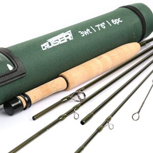 maxcatch cruiser travel fly fishing rod; 2/3/4wt 6 piece, im10 carbon blank, aa grade reel seat (8'0'' 4 weight 6sec)