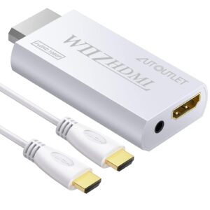 autoutlet wii hdmi adapter wii to hdmi converter output video audio adapter, with 1m hdmi cable wii2hdmi 3.5mm audio video output supports 720/1080p all wii display modes compatible with nintendo