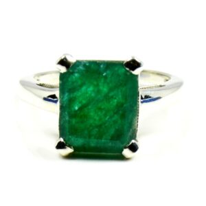 55carat-brand genuine indian emerald silver ring for women emerald cut healing handmade size 5,6,7,8,9,10,11,12