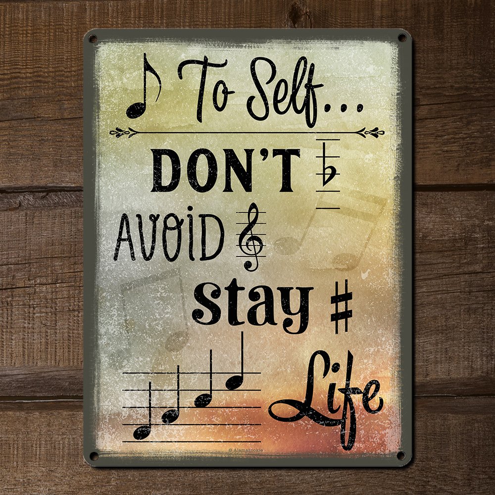 Note to Self, 8.5 x 11.5 Inch Aluminum Sign, Music Themed Decor for Music Room or Studio Wall, Gifts for Musicians, Orchestra Conductors, Songwriters, Teachers, Composers and Singers AL-0912-RK3038