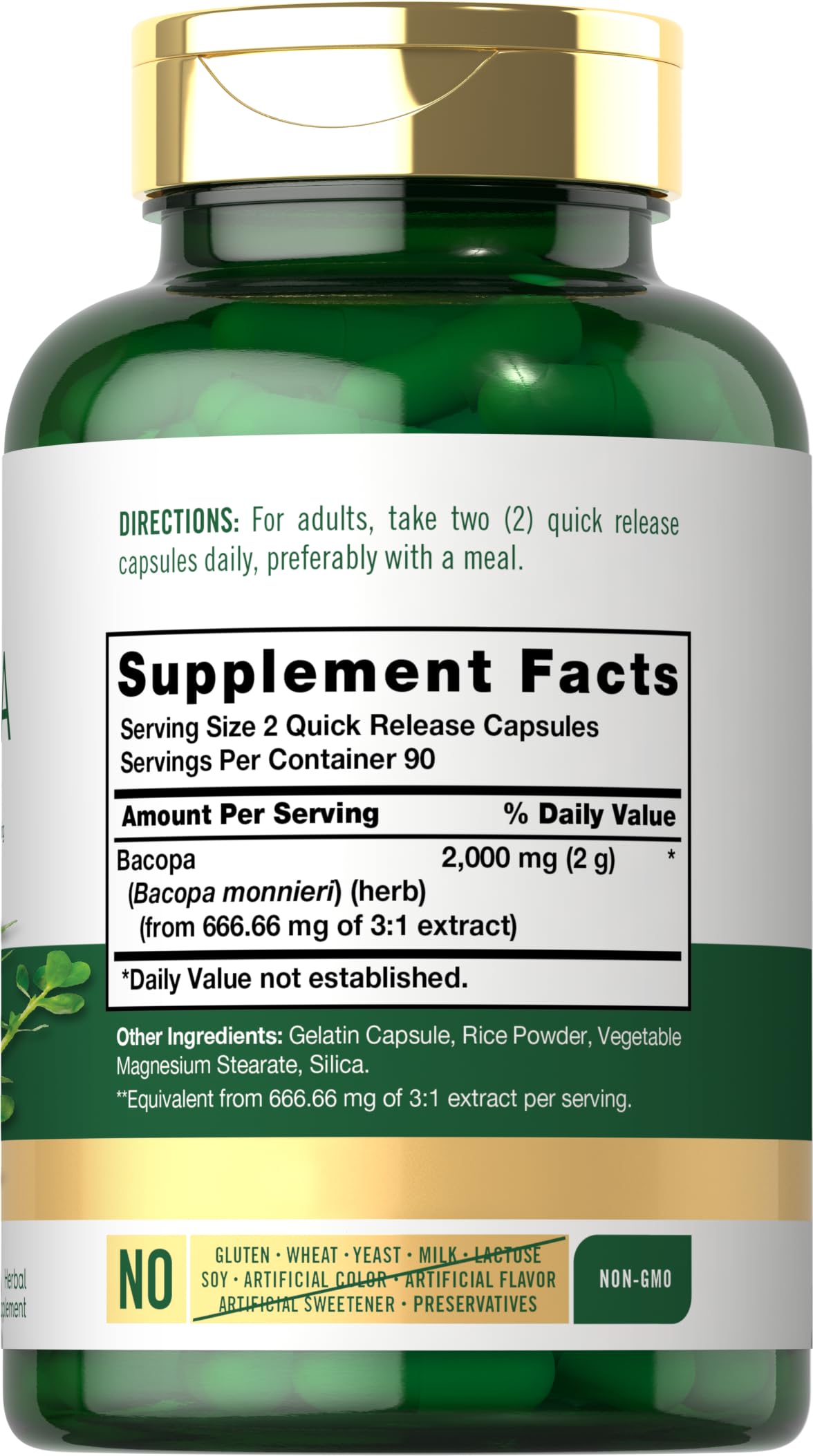 Carlyle Bacopa Monnieri Capsules | 180 Capsules | Gluten Free Supplement