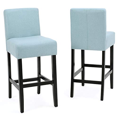 Christopher Knight Home Lopez Fabric Barstools, 2-Pcs Set, Light Blue