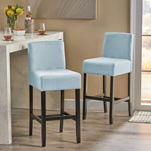 Christopher Knight Home Lopez Fabric Barstools, 2-Pcs Set, Light Blue