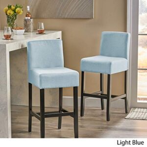 Christopher Knight Home Lopez Fabric Barstools, 2-Pcs Set, Light Blue