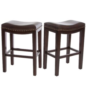 christopher knight home avondale backless faux leather counter stools, 2-pcs set, brown