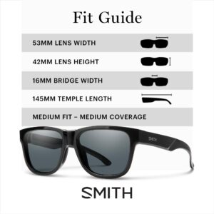 SMITH Lowdown Slim 2 Sunglasses – Performance Sports Active Sunglasses For Running or Everyday Wear – For Men & Women – Black + Grey Polarized Lenses