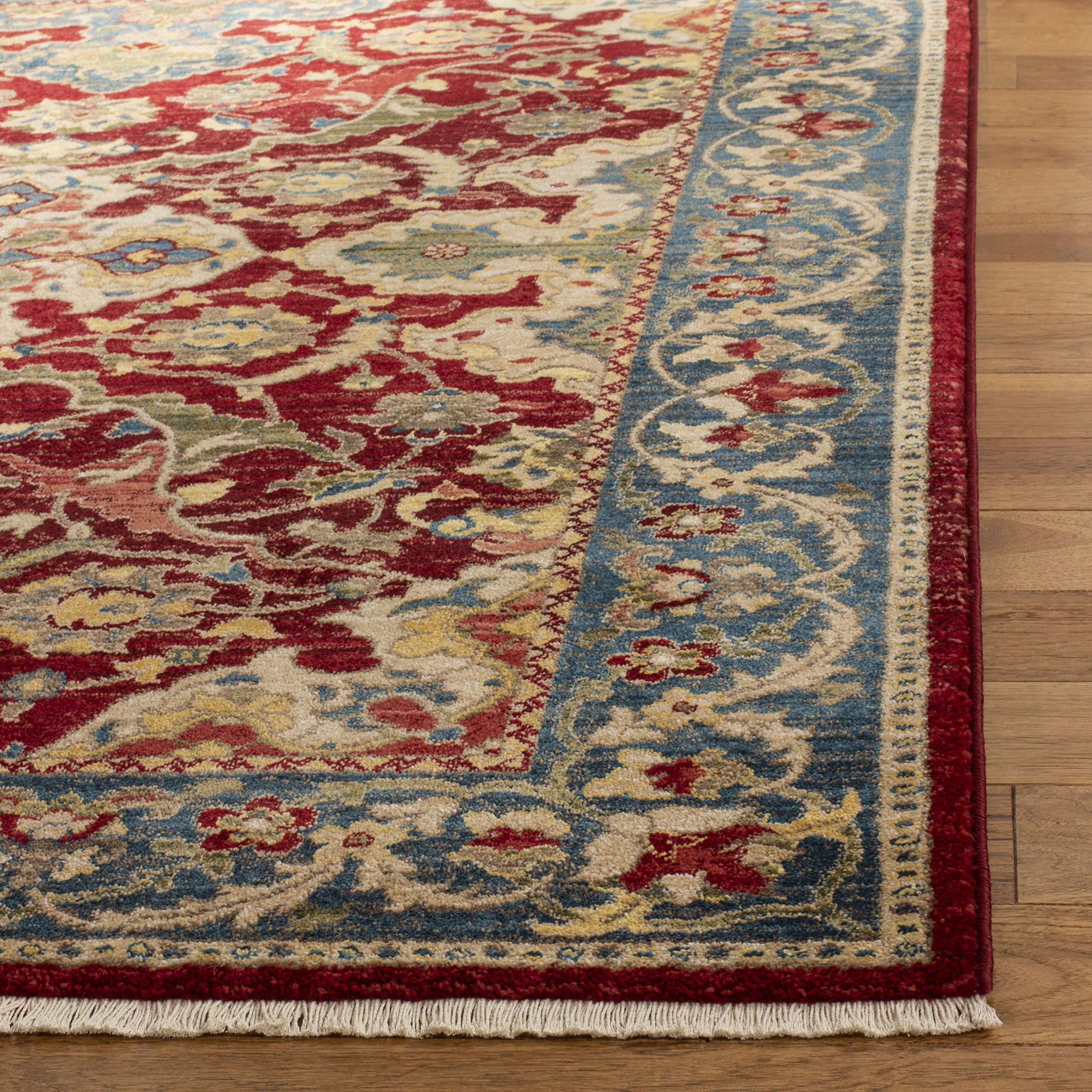 SAFAVIEH Kashan Collection Area Rug - 8' x 10', Red & Blue, Traditional Oriental Design, Non-Shedding & Easy Care, Ideal for High Traffic Areas in Living Room, Bedroom (KSN307Q)