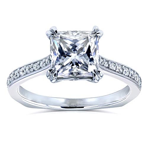 Kobelli Princess Moissanite Square Shank Trellis Engagement Ring 2 1/10 CTW 14k White Gold (GH/VS, GH/I), 5