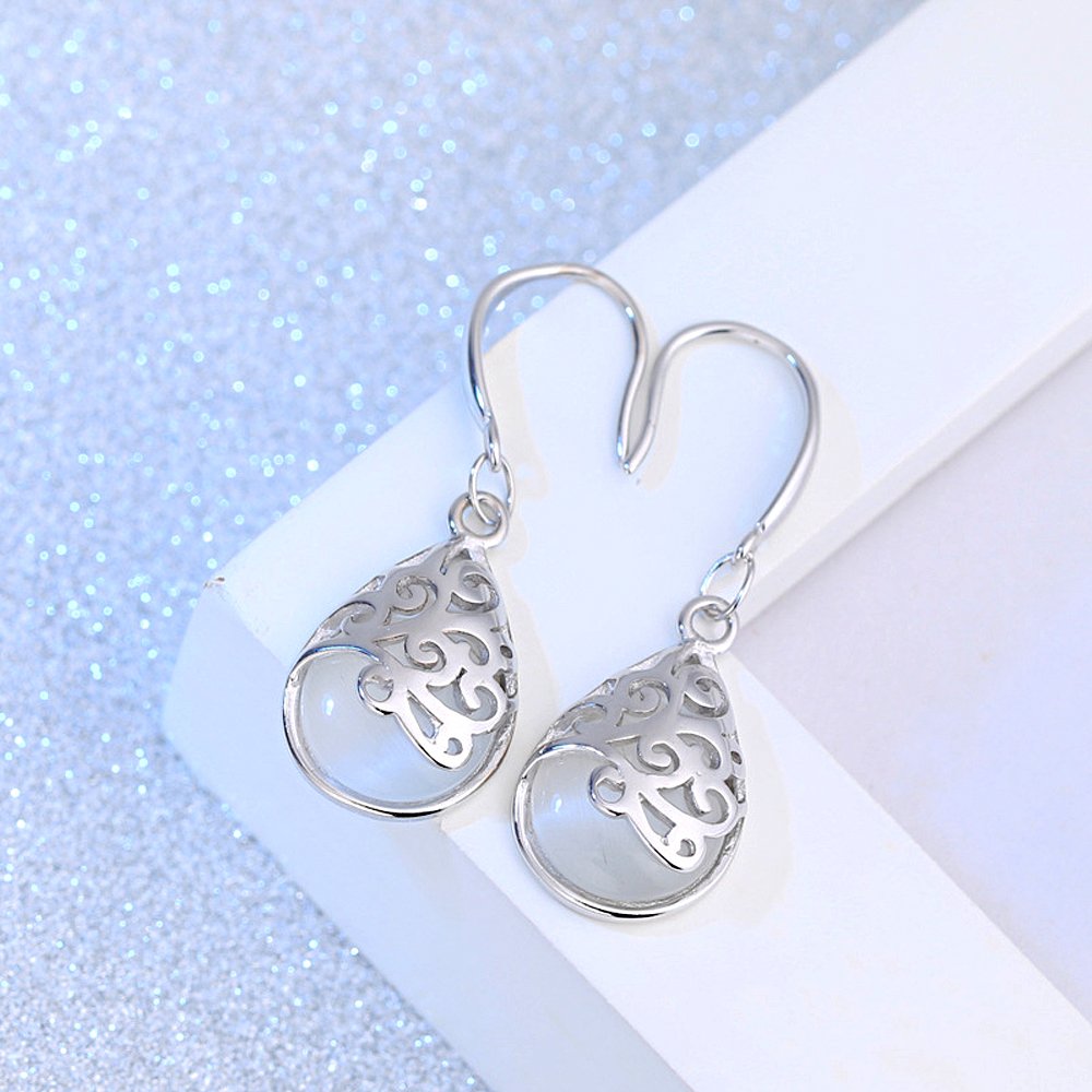 Wishing Tree 925 Sterling Silver Filigree Drop Dangle Earrings for Women (Vogue hook)