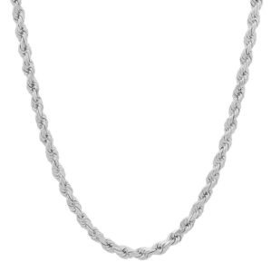 nyc sterling unisex sterling silver 4mm diamond-cut rope chain necklace (24")