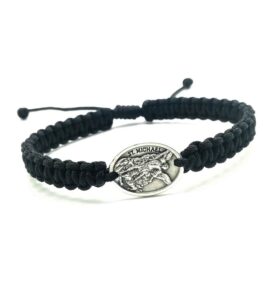 medjugorjestonegifts st michael the archangel/guardian angel bracelet/black adjustable cord